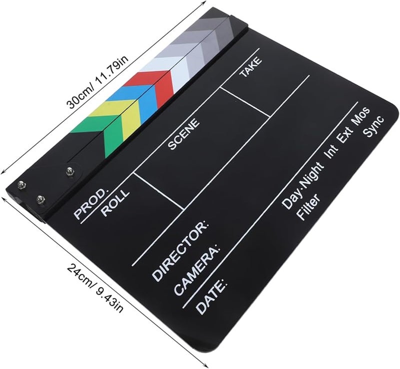 Black Cabilock Clapperboard Acrylic Movie Film Production Studio Prop - Image 2